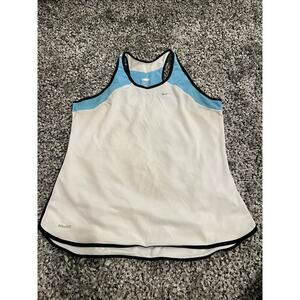 Nike Tank Top Girls Large(12-14) White & Blue Dri-Fit Sleeveless